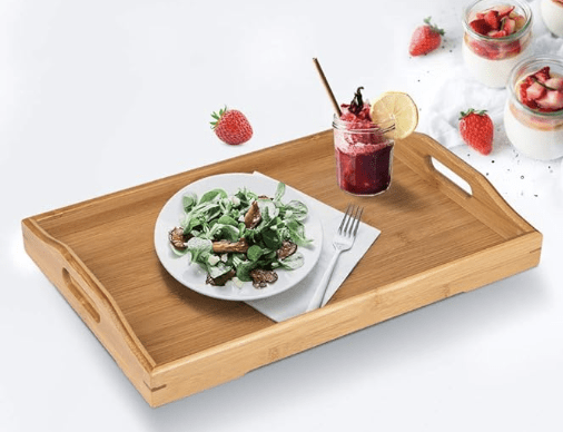 Wood Serving Tray with Handles Boobam Serving Tray Set for Food,Breakfast,Dinner,Ottoman Coffee Table, Parties,Restaurants(3 Pack) - Image 3